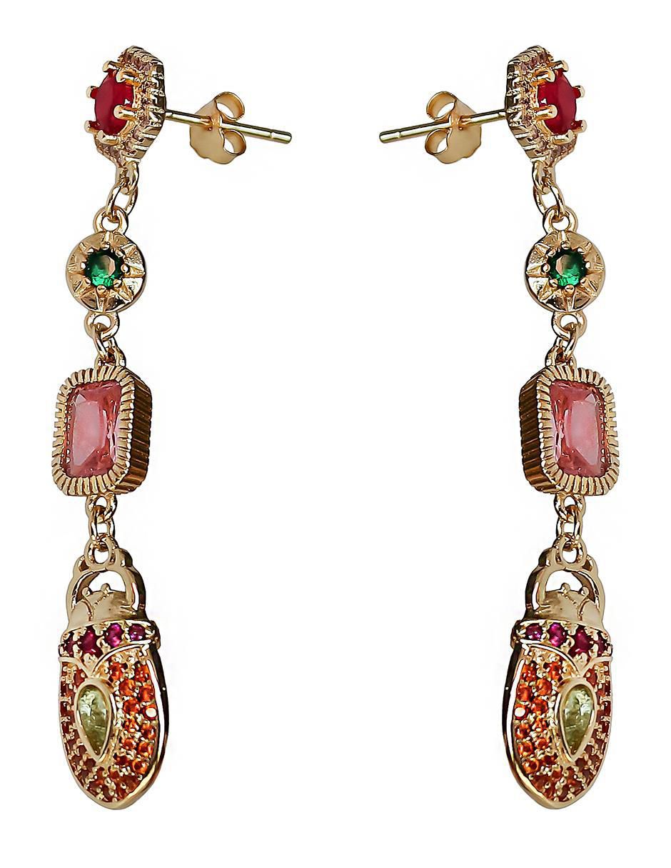 Aretes de escarabajo de plata P 925 con acabado baño de oro circonita 2