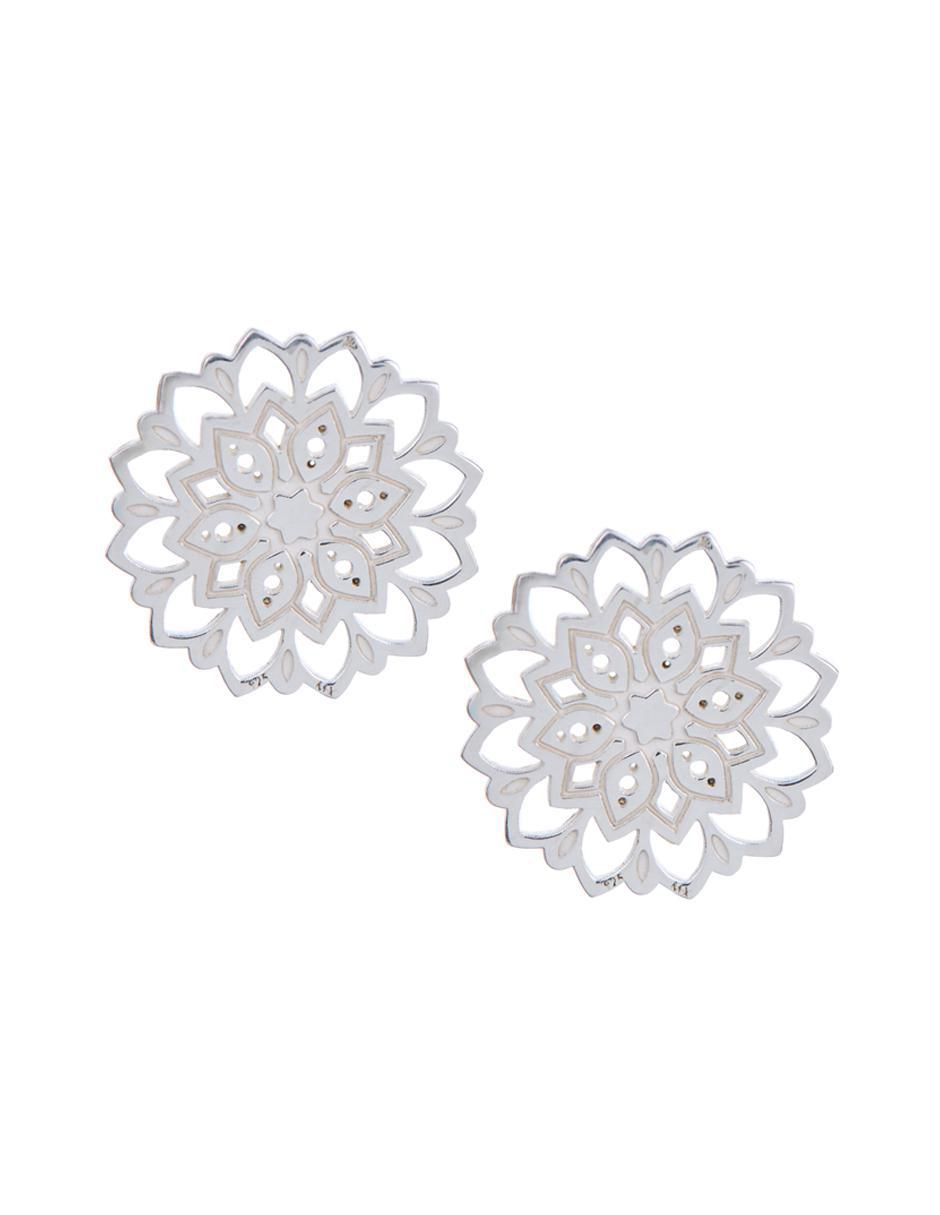 Broqueles de flor Bromelia de plata P 925 con acabado brillante