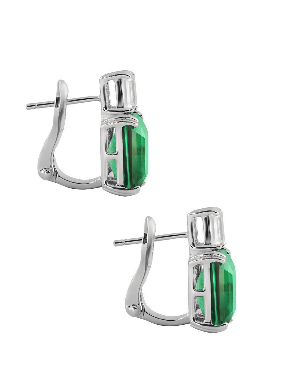 Broqueles rectangulares de plata P 925 esmeralda 3