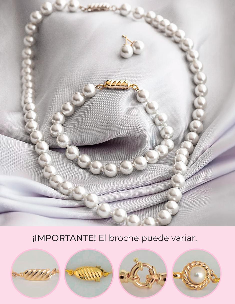Aretes, collar y pulsera "de (si aplica)" circular arette perlas de mallorca no aplica "de" perla sin kilataje perla