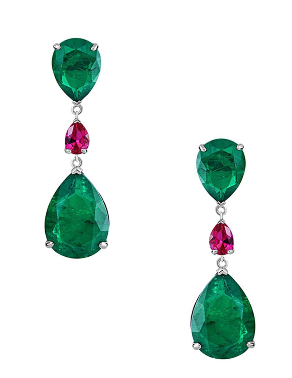 Aretes de gota de plata P 925 esmeralda