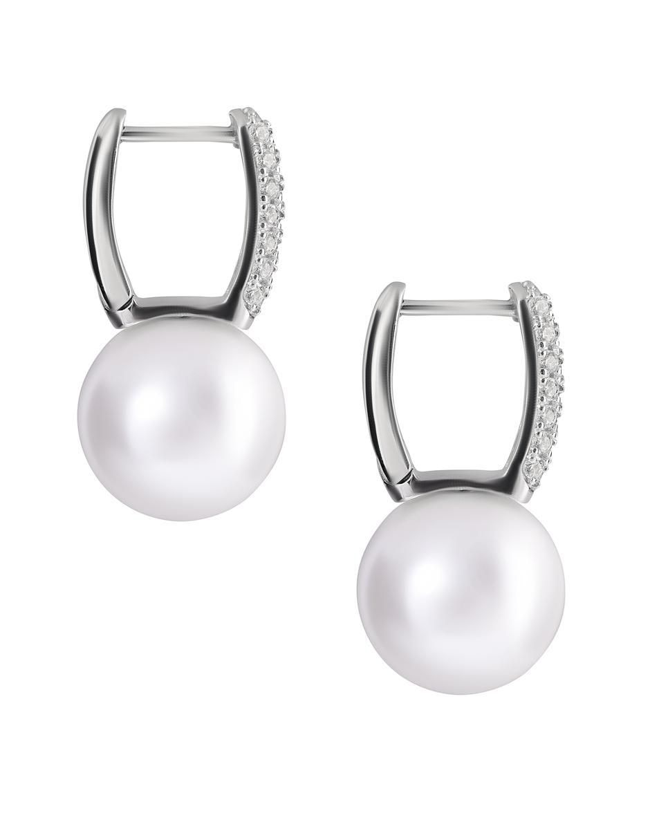 Aretes circulares de plata P 925 perla 2