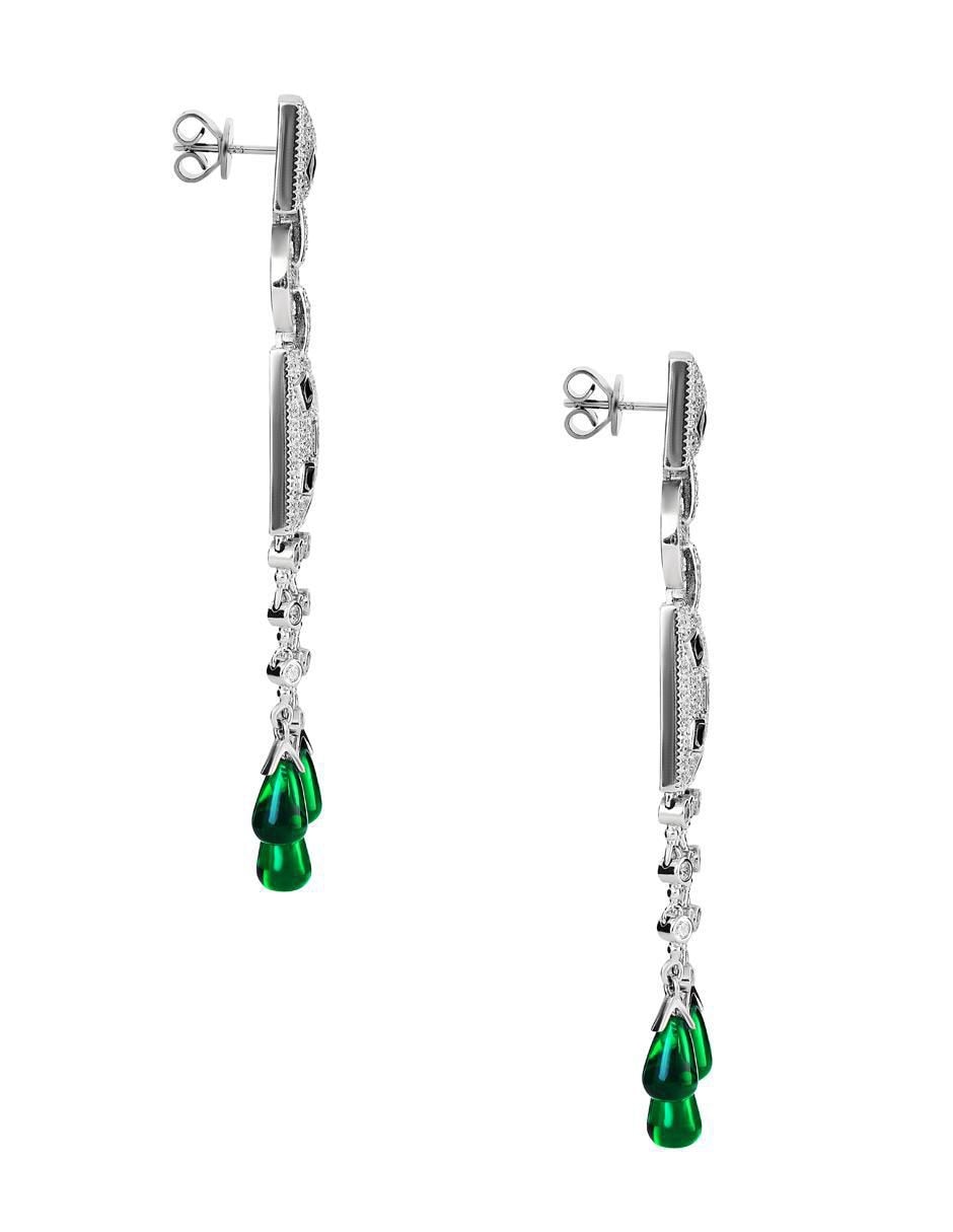 Aretes rectangulares de plata P 925 esmeralda 3