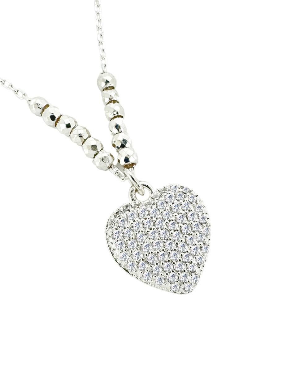 Aretes y collar de corazón de plata P 925 circonita 5