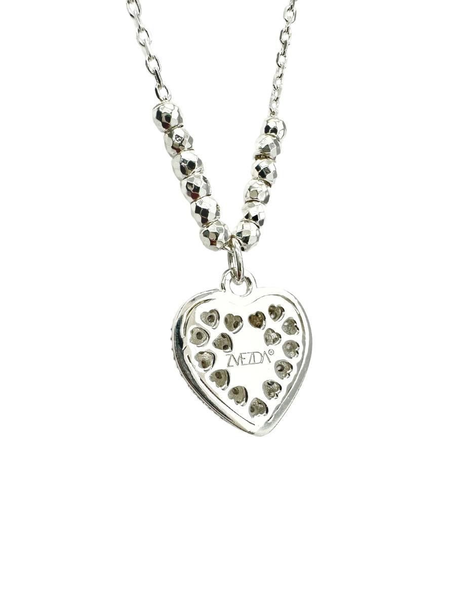 Aretes y collar de corazón de plata P 925 circonita 6