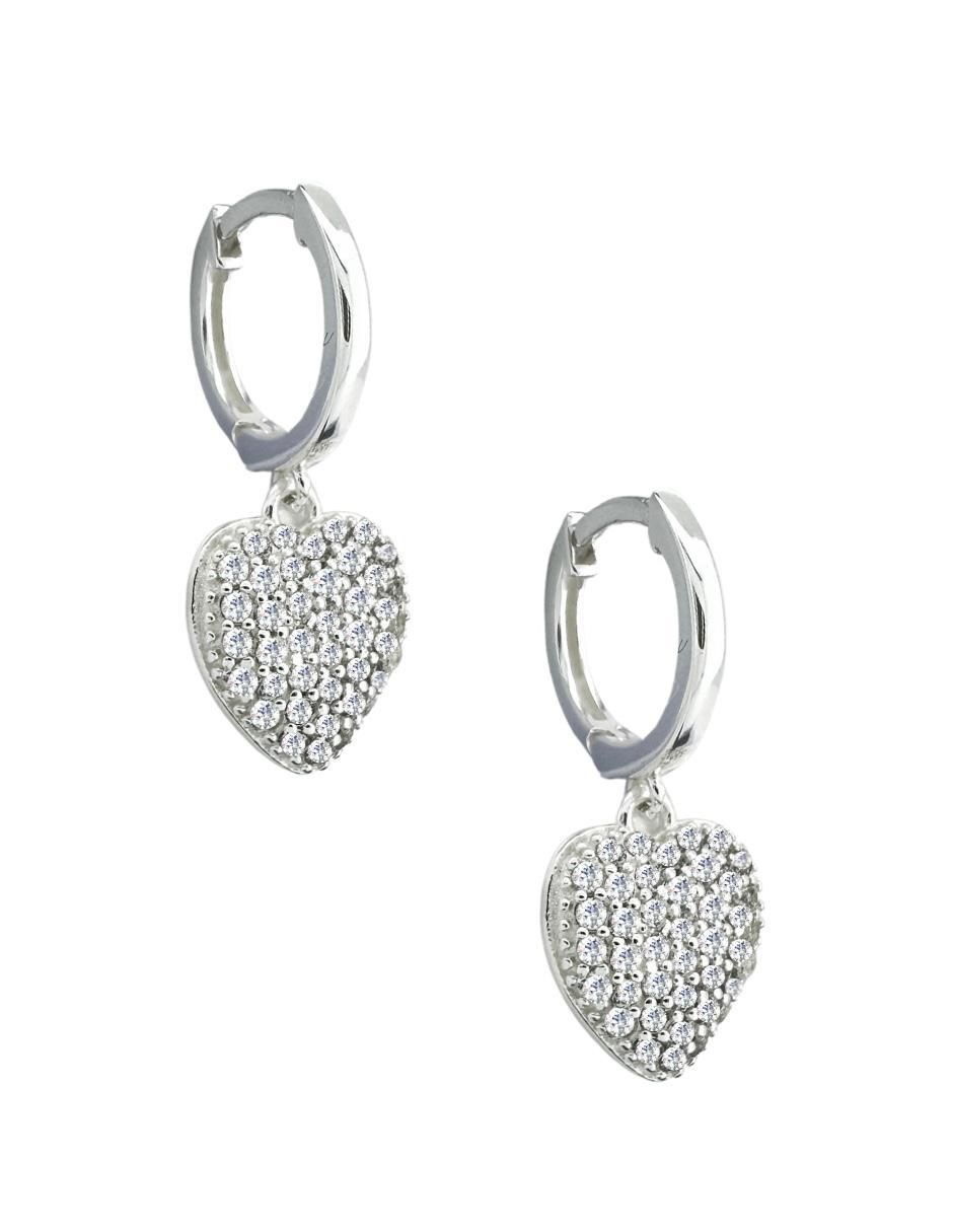 Aretes y collar de corazón de plata P 925 circonita 7