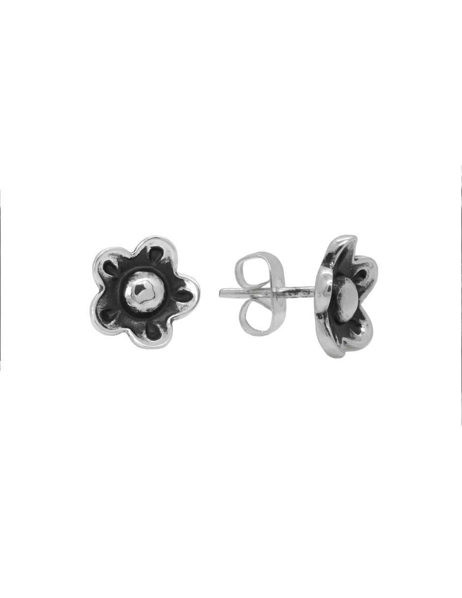 Broqueles de flor de plata P 925 con acabado brillante