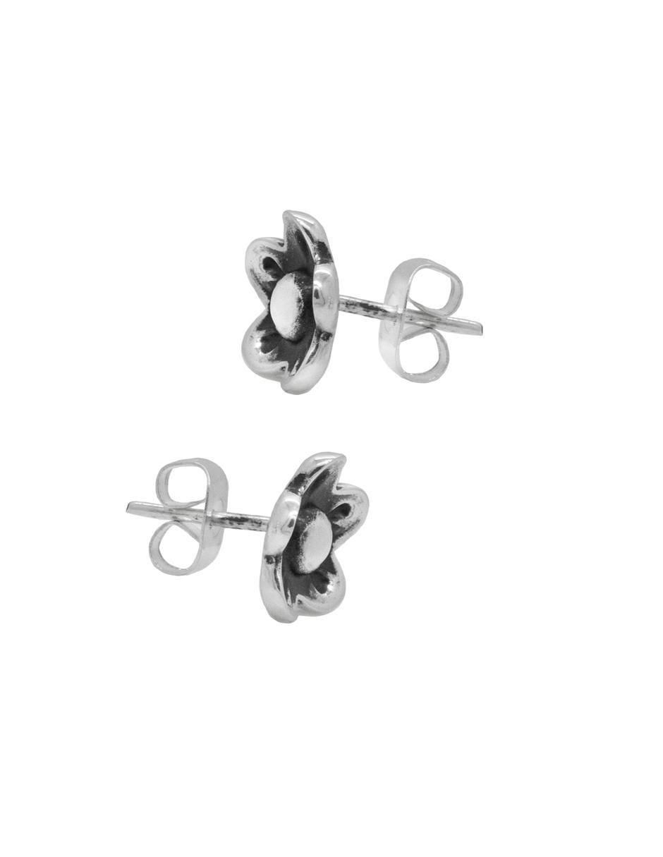 Broqueles de flor de plata P 925 con acabado brillante