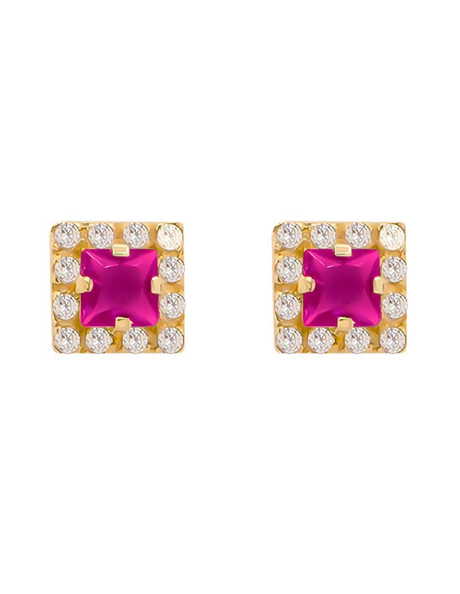 Broqueles cuadrados de oro con acabado pavé zirconia 1
