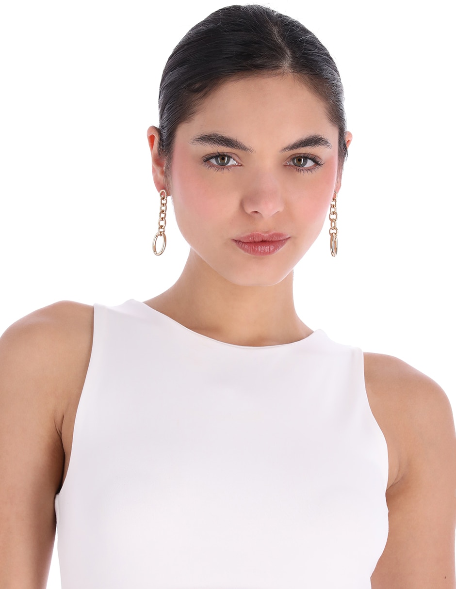 Aretes de eslabones con acabado brillante 3