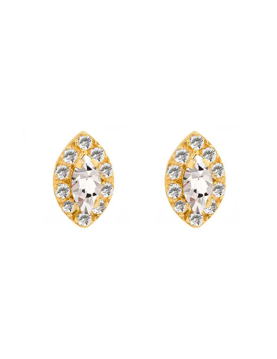 Broqueles ovalados de oro con acabado pavé zirconia 1