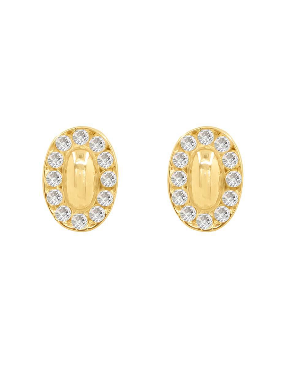 Broqueles ovalados de oro con acabado pavé zirconia Broqueles ovalados de oro con acabado pavé zirconia