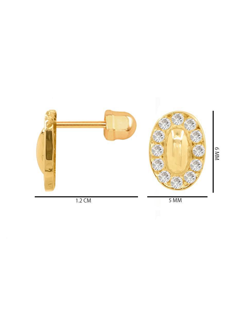 Broqueles ovalados de oro con acabado pavé zirconia 4