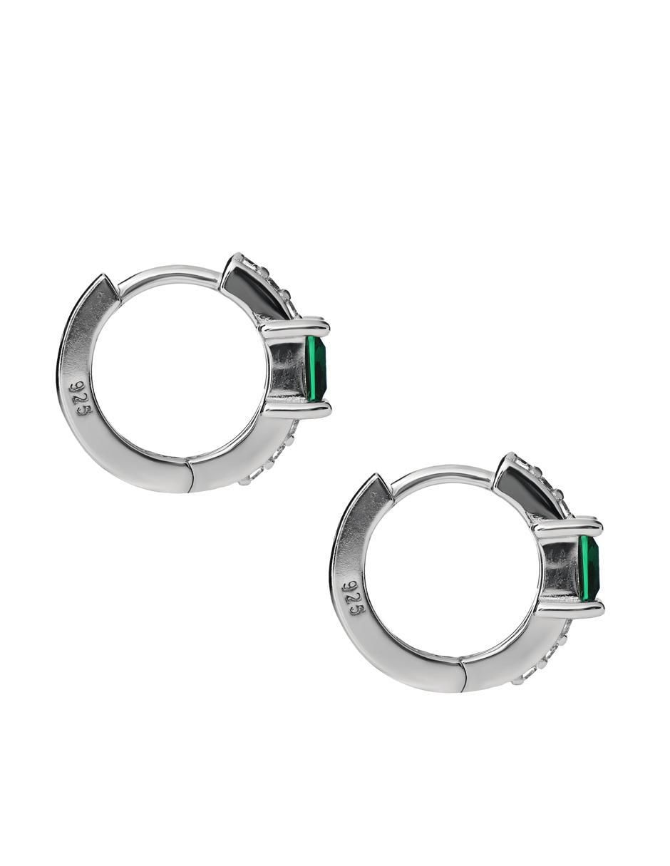 Aretes de círculo de plata P 925 esmeralda 3