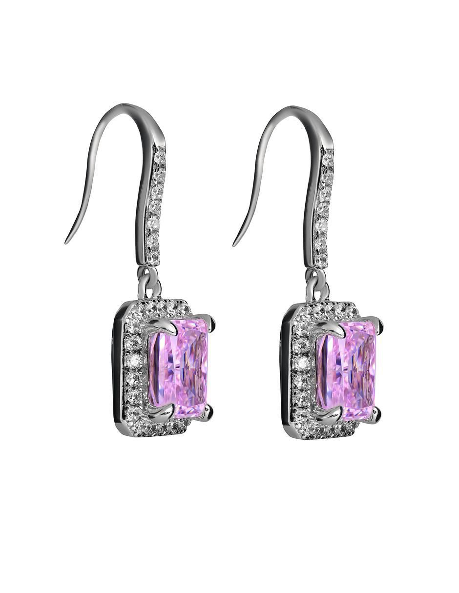 Aretes rectangulares de plata P 925 zirconia 2