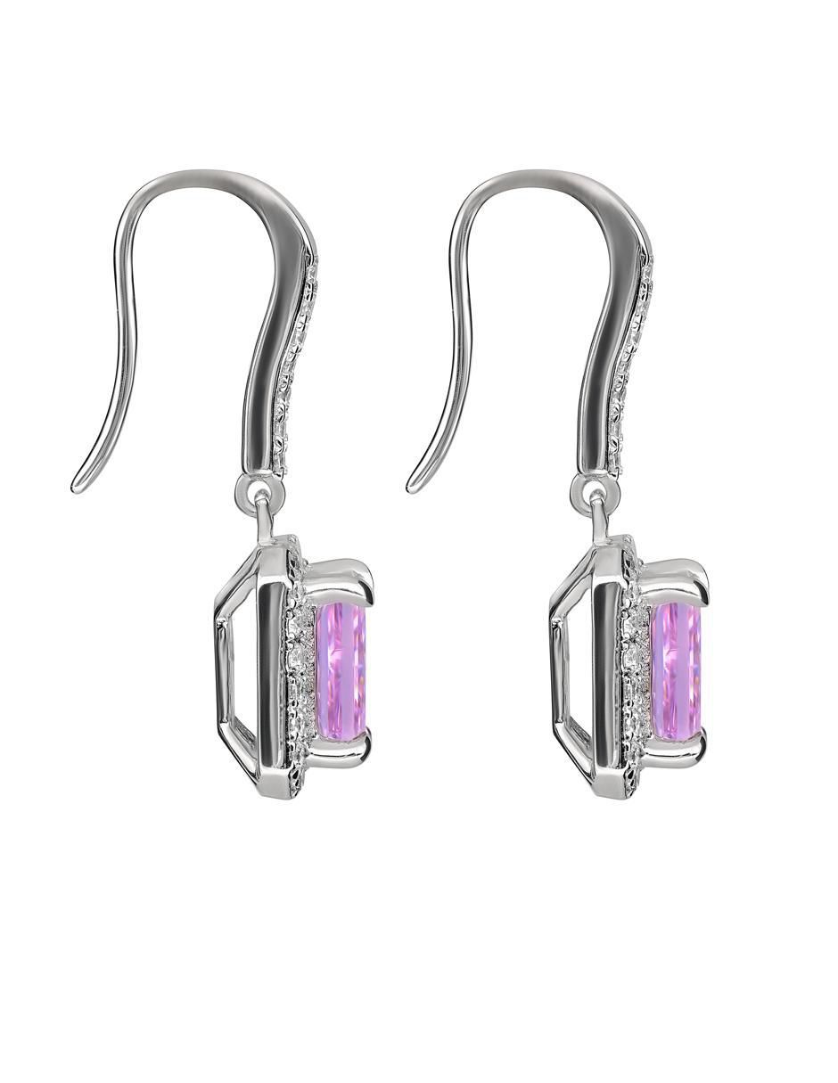 Aretes rectangulares de plata P 925 zirconia 3
