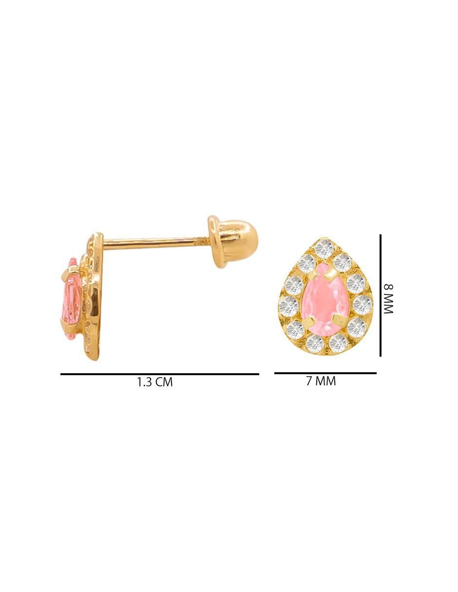 Broqueles de gota de oro con acabado pavé zirconia 4