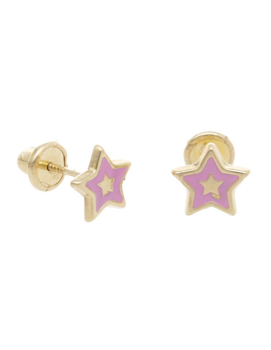 Broqueles de estrella de oro amarillo con acabado brillante