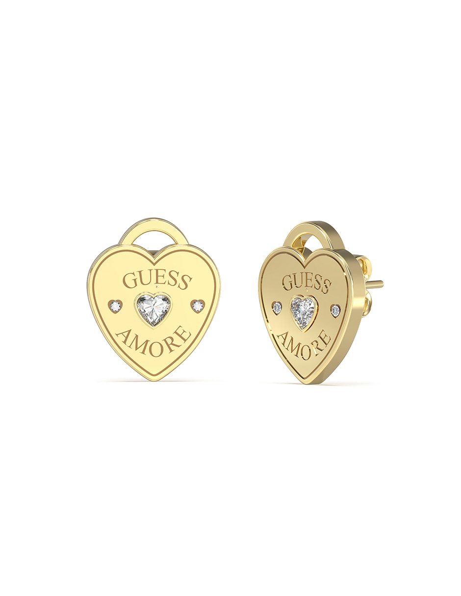 Aretes de corazón Amore con acabado brillante circonita