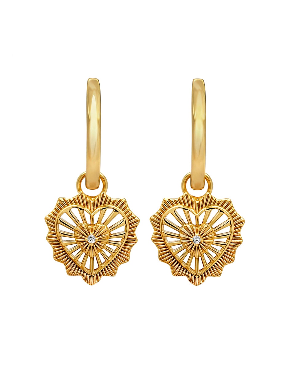 Aretes largos de corazón Eterna de plata P 925 con acabado pulido