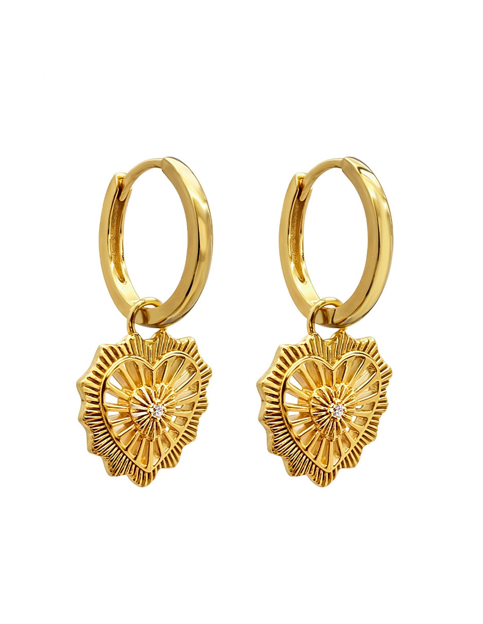 Aretes largos de corazón Eterna de plata P 925 con acabado pulido 2
