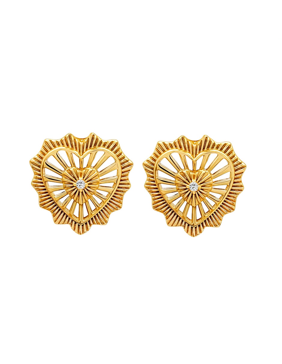 Broqueles de corazón Eterna de plata P925 con acabado pulido zirconia