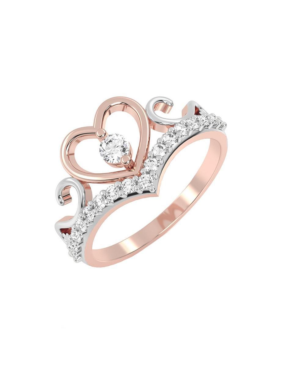 Anillo de corazón 14 k de oro zirconia brillante 2