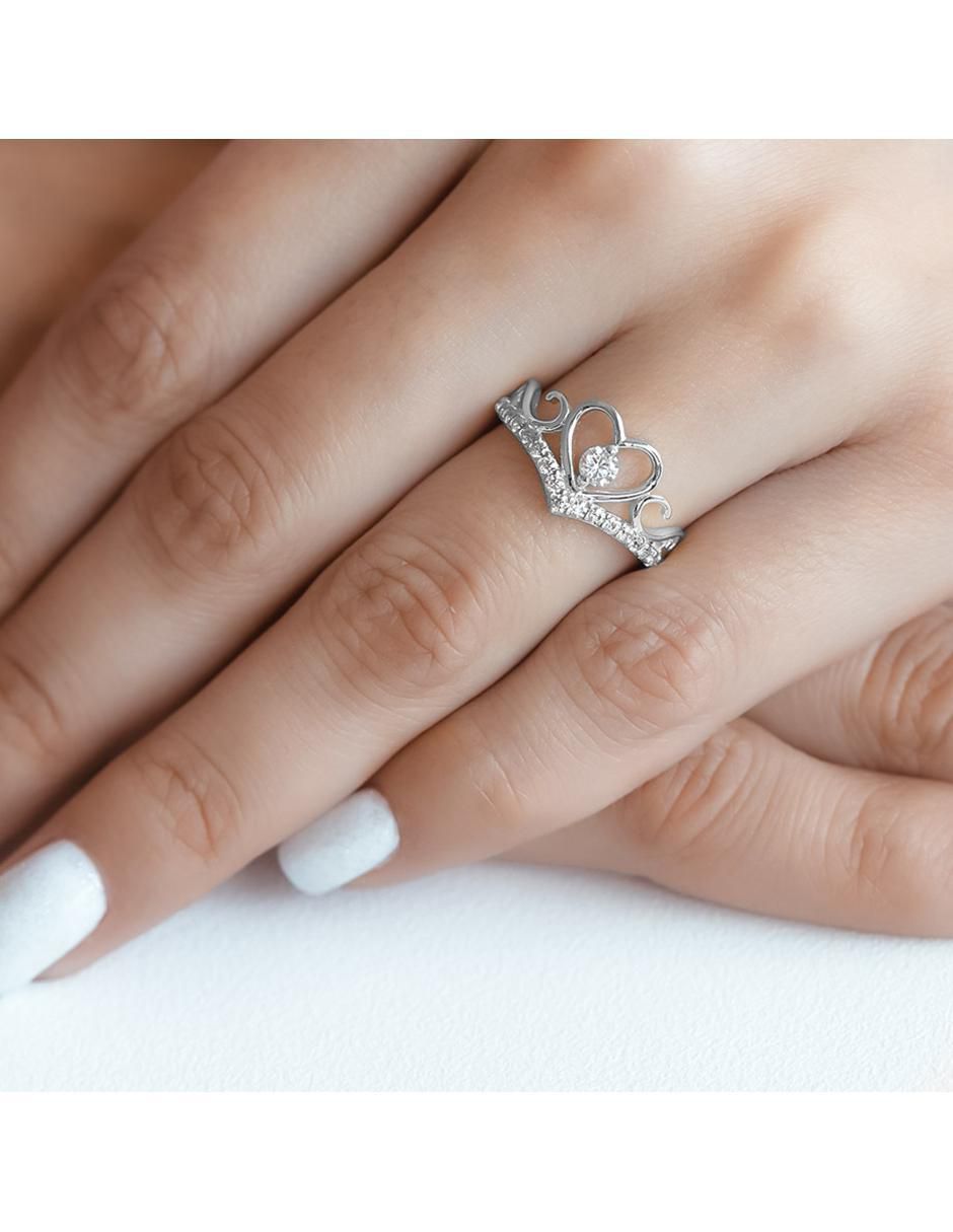 Anillo de corazón 10 k de oro zirconia brillante 3