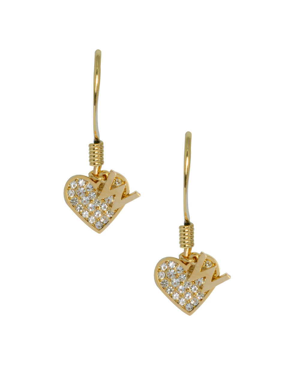 Aretes de corazón Metal Branding con acabado pavé cristal