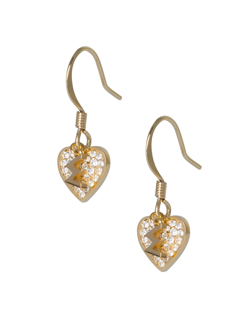 Aretes de corazón Metal Branding con acabado pavé cristal 3