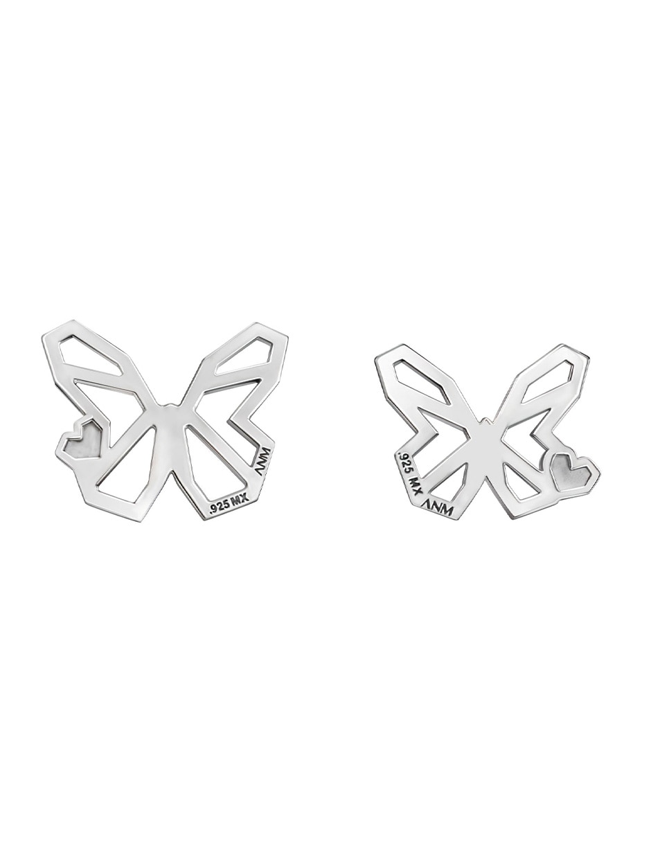 Broqueles de mariposa Origami de plata P 925 con acabado plateado Broqueles de mariposa Origami de plata P 925 con acabado plateado