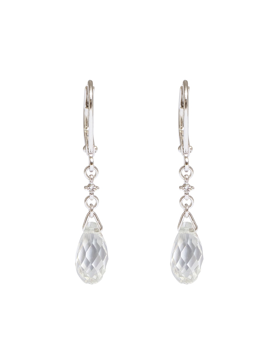 Aretes de gota Silver Shade con acabado brillante cristal