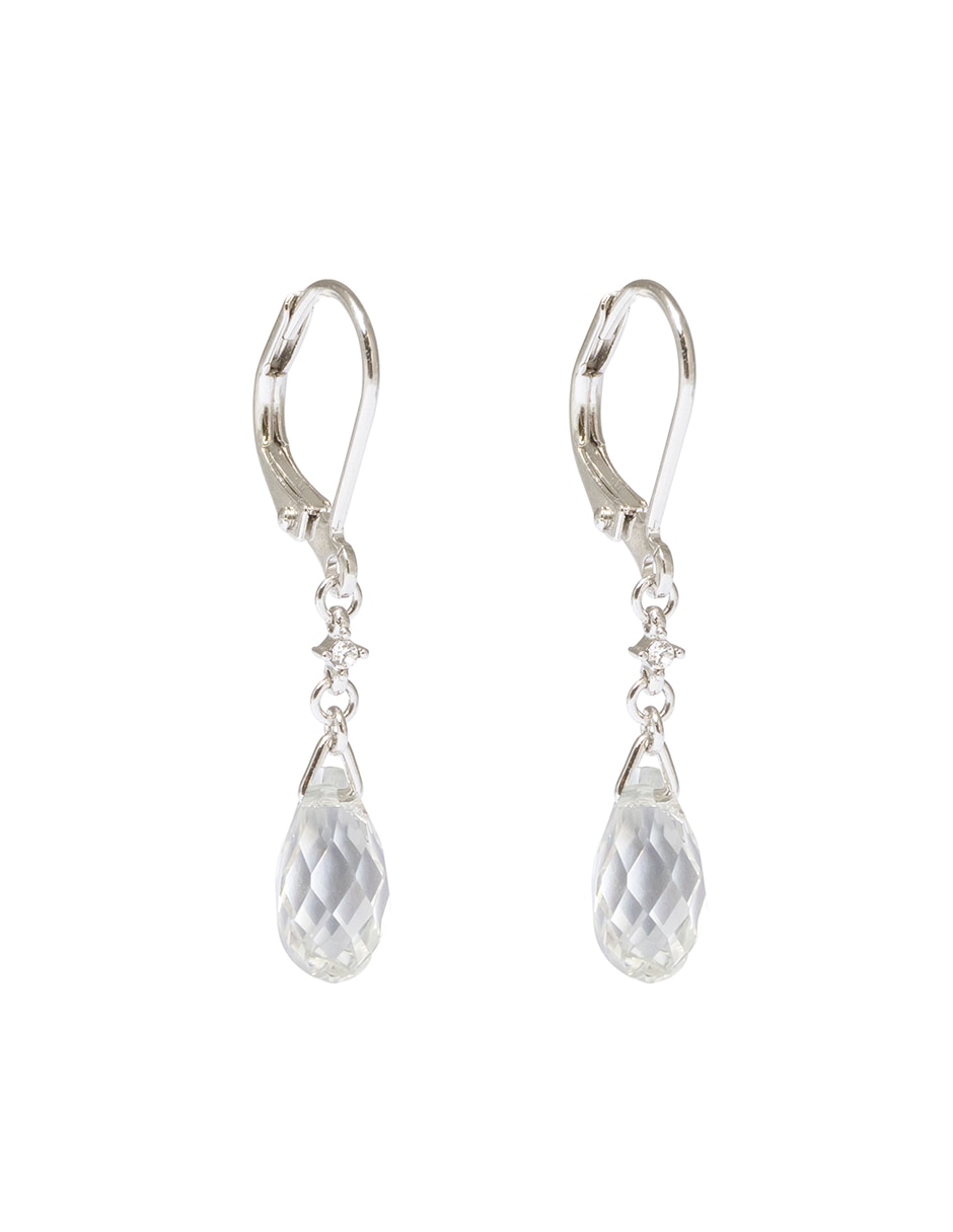 Aretes de gota Silver Shade con acabado brillante cristal 2
