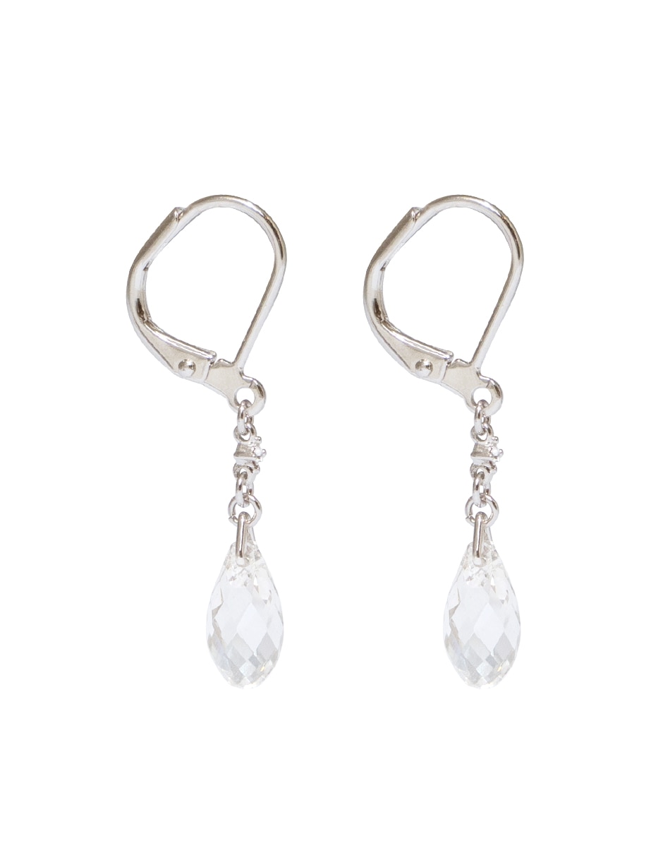 Aretes de gota Silver Shade con acabado brillante cristal 3