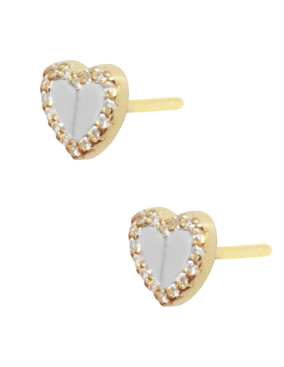 Broqueles de corazón de plata P 925 con acabado pavé madre perla 2