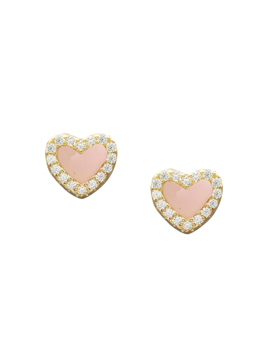 Broqueles de corazón de plata P 925 con acabado pavé cristal