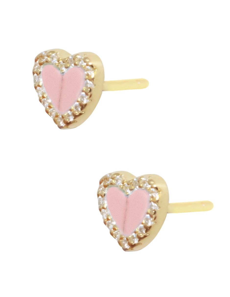 Broqueles de corazón de plata P 925 con acabado pavé cristal 2