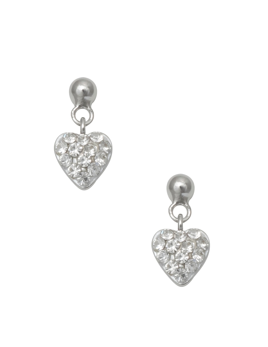 Aretes de corazón Shamballa .925 de plata P 925 con acabado pavé cristal