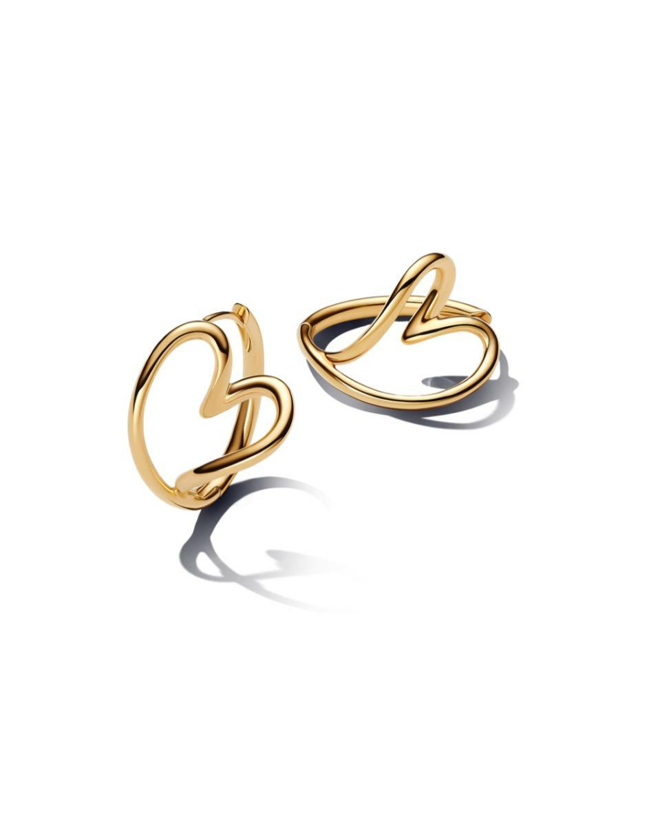 Aretes de aro de corazón Essence de plata P 925 con acabado brillante