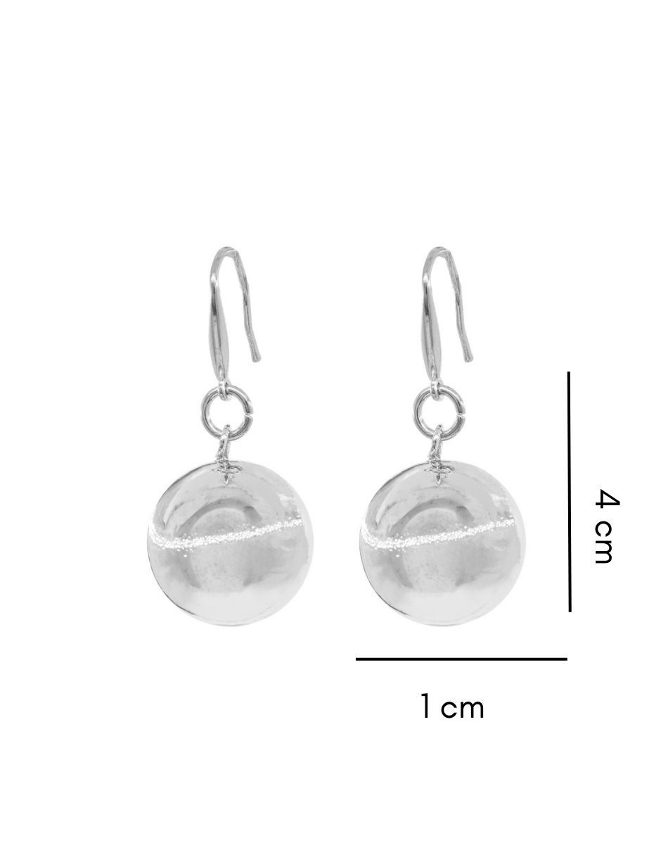Aretes de esfera Atenas con acabado baño rodio 3