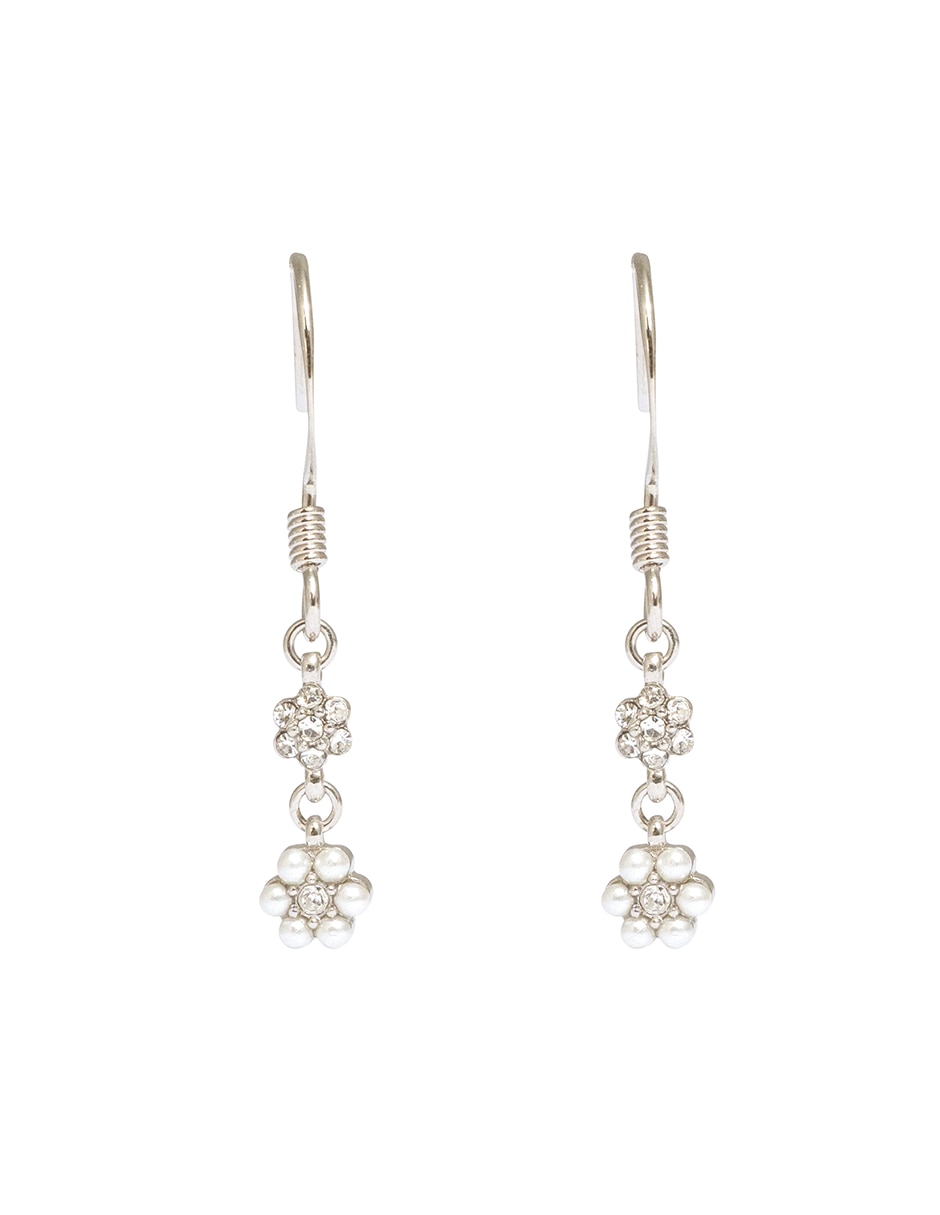 Aretes de flor Destellos De Flores con acabado brillante perla