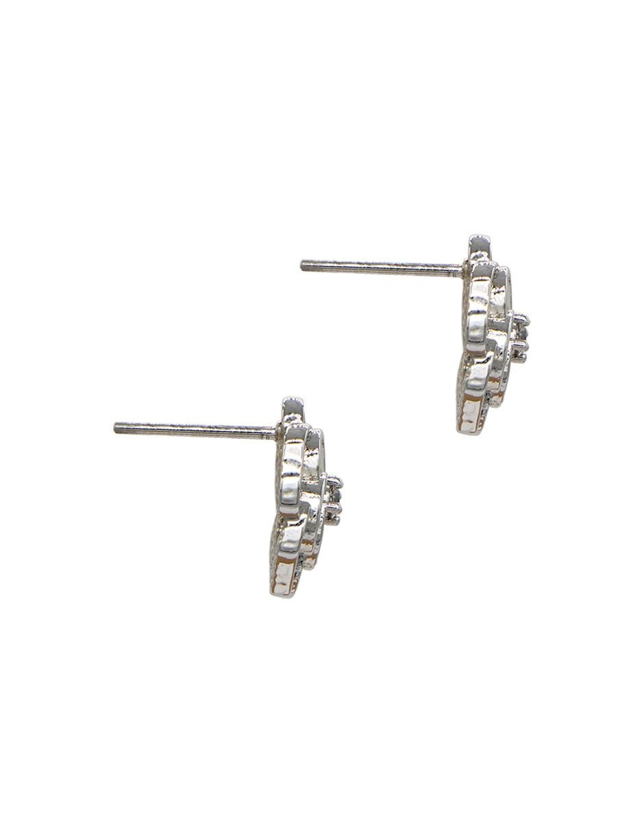 Broqueles de flor Camelia con acabado pavé madre perla 3