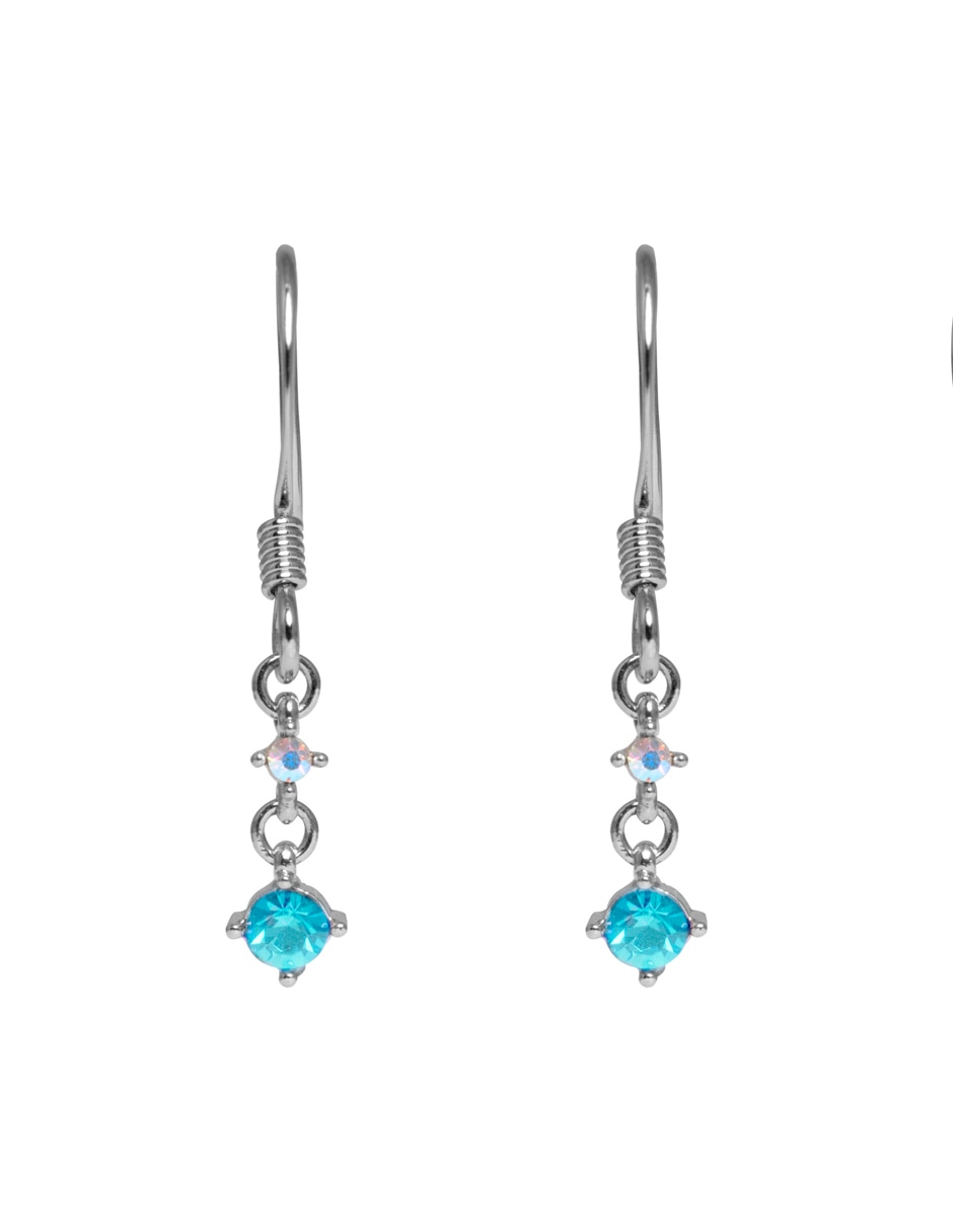 Aretes circulares Chispitas Aqua con acabado brillante cristal