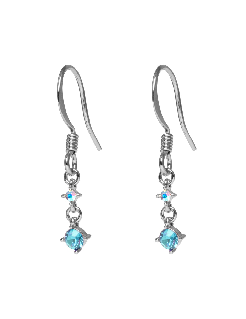 Aretes circulares Chispitas Aqua con acabado brillante cristal 2