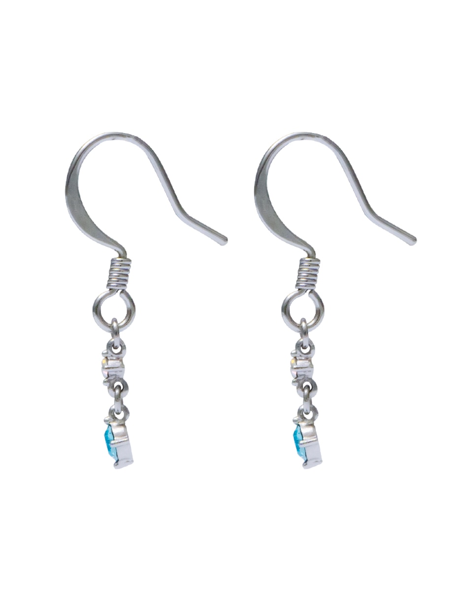 Aretes circulares Chispitas Aqua con acabado brillante cristal 3