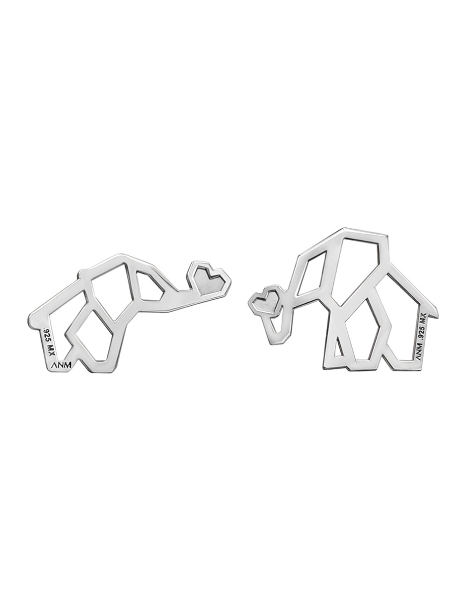 Broqueles de elefante Origami de plata P 925 con acabado plateado Broqueles de elefante Origami de plata P 925 con acabado plateado
