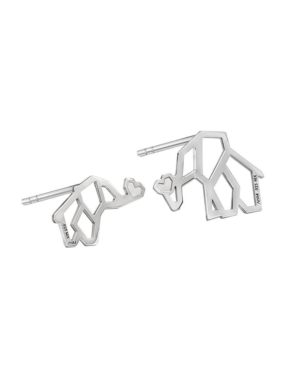 Broqueles de elefante Origami de plata P 925 con acabado plateado 2