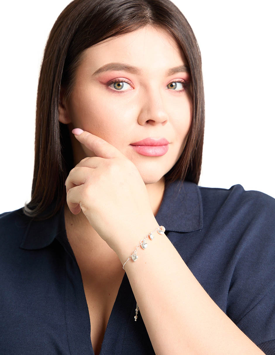 Pulsera de plata P 925 Corazón con acabado brillante 3