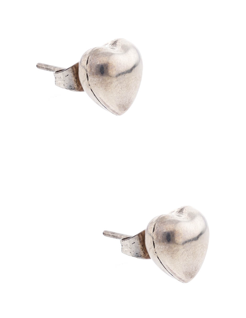 Aretes cortos de corazón de plata P925 con acabado brillante 2