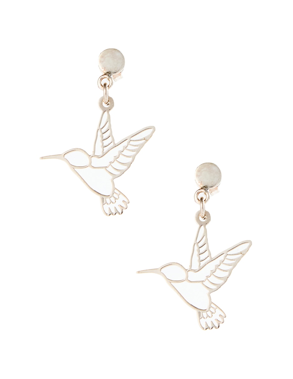 Aretes de colibrí Corazón de plata P 925 con acabado brillante Aretes de colibrí Corazón de plata P 925 con acabado brillante